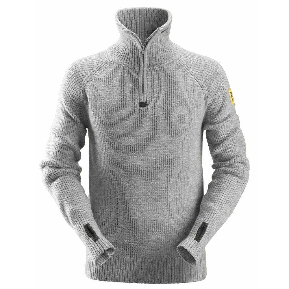 Snickers - ½-Zip Wool Sweater - Grey Melange
