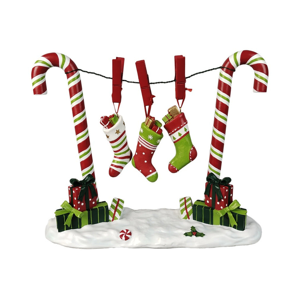 Jingles Candy Cane Stocking Line - 25H x 32Wcm