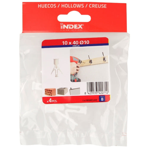 Index Prepack Plasterboard Anchor 10x40 Dia10 Pack4