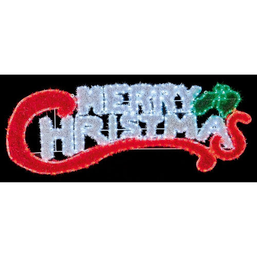 Premier - LED Merry Christmas Sign - 145cm x 50cm - White, Green, Red