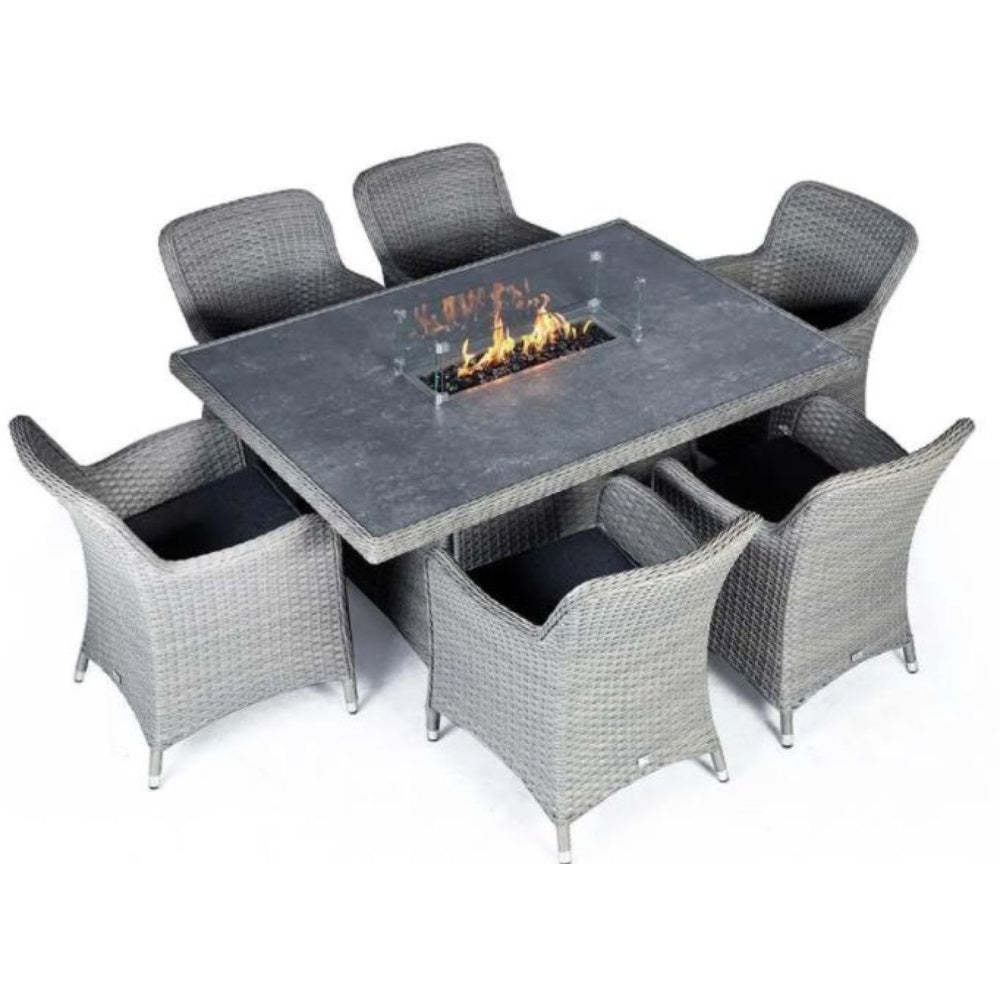 Capri 6 Seater Rectangular Fire Pit Dining Set