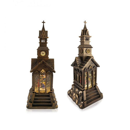 Premier Decorations - LED Water Spinner Church - 32cm