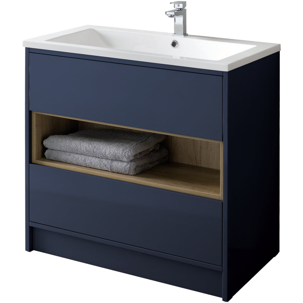 Lucca 800mm Floor Standing Unit Only - Matt Sapphire Blue