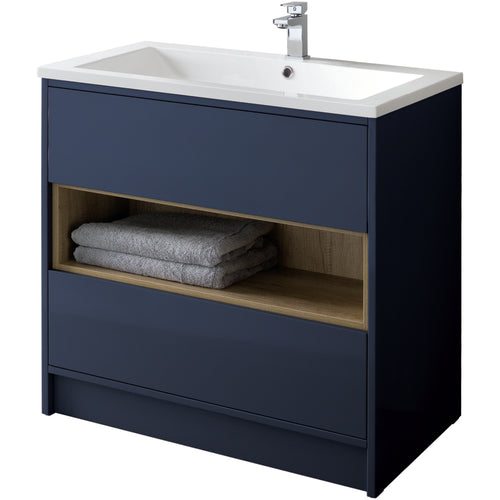 Lucca 800mm Floor Standing Unit Only - Matt Sapphire Blue