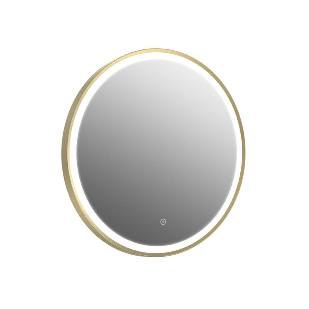 Rosie Brushed Brass LED Round Touch Mirror w. Demist & Colour Change