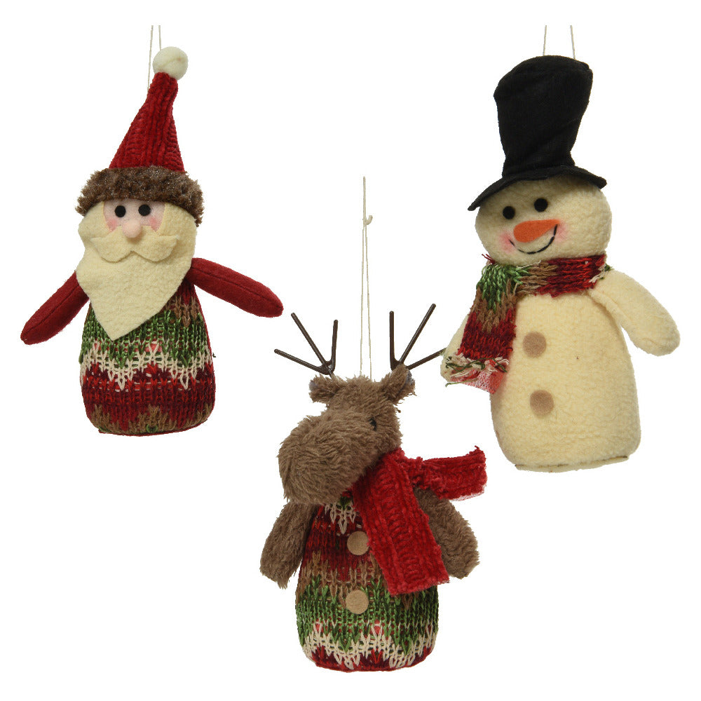 Plush Santa, Snowman and Reindeer 3 Assorted - 17cm