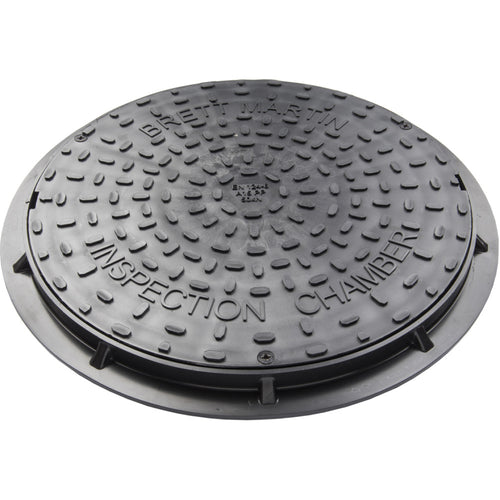 Brett Martin - 450mm diameter Secured Plastic Round Lid & Frame for Driveways 50kN (recommended bedding in concrete)