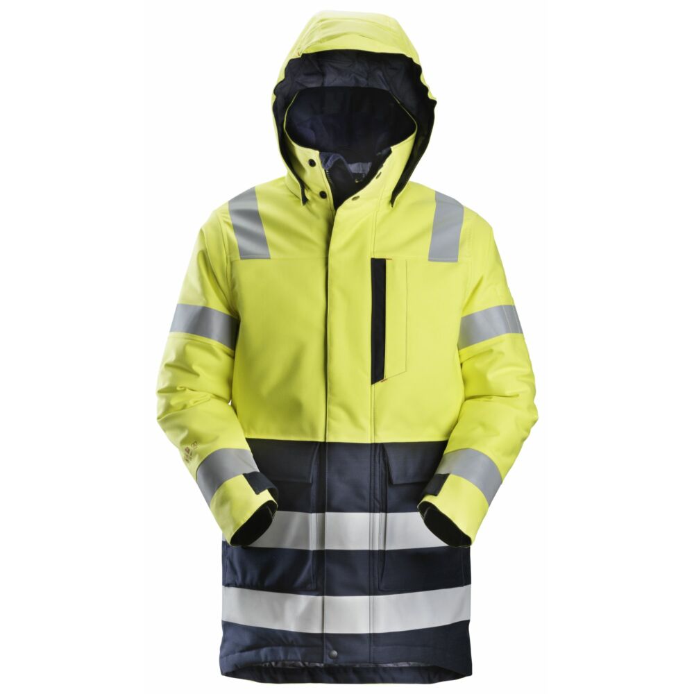 Snickers - ProtecWork, Insulated Parka, High-Vis Class 3 - High Visibility Yellow - Navy