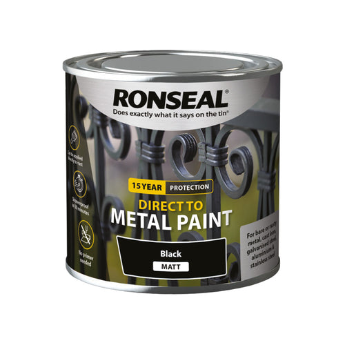 Ronseal Direct to Metal Paint Black Matt 250ml