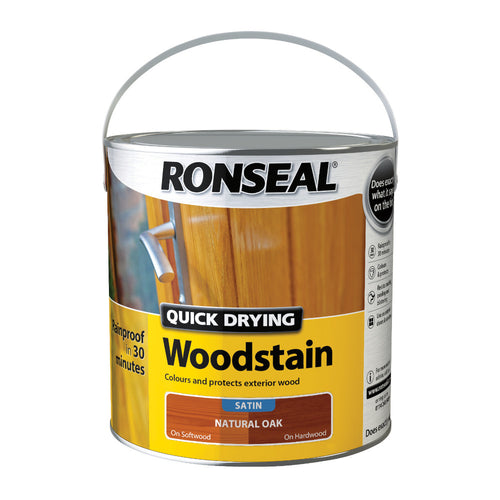 Ronseal Quick Drying Woodstain Natural Oak Satin 2.5L