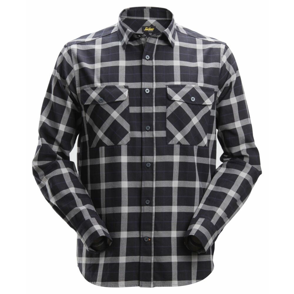 Snickers - AllroundWork, Flannel Checked  Long Sleeve Shirt - Black