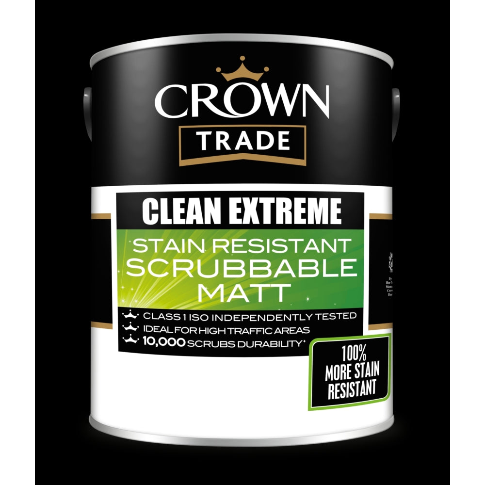 Crown Trade Clean Extreme Stain Resistant Scrubbable Matt Base Platinum Light 5L