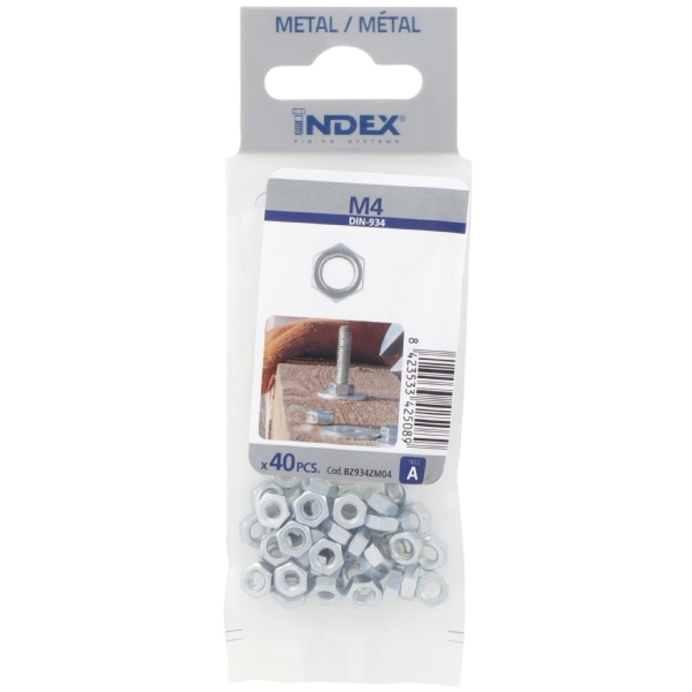 Index Prepack Hex Nut M4 Pack40