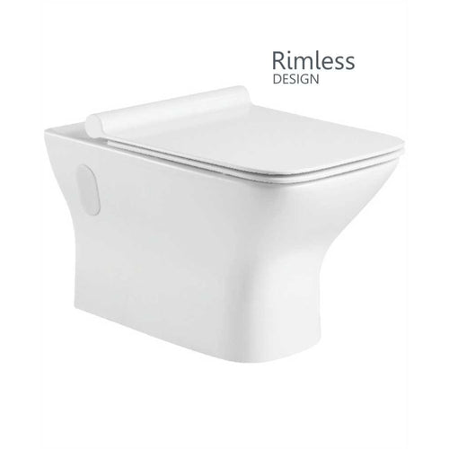 Claire Wall Hung Rimless WC - Slim Soft Close Seat - 545 x 375 x 370mm