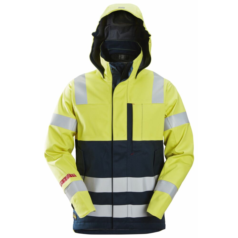 Snickers - ProtecWork, Waterproof Shell Jacket, High-Vis Class 3 - High Visibility Yellow - Navy