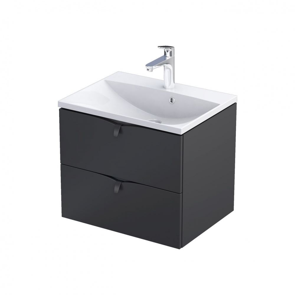 Armavit - 60cm 2 Drawer Vanity Unit - Matt Black - (Exc Basin)