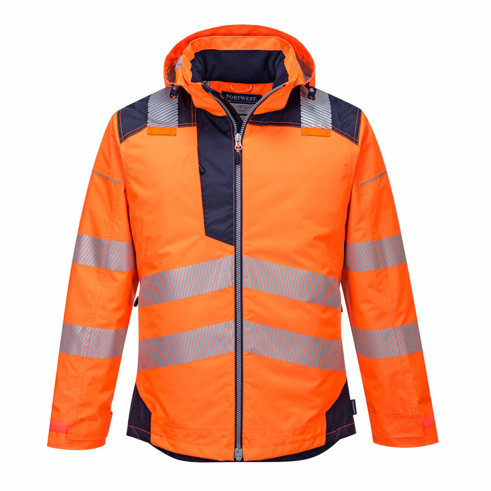 Portwest  - PW3 Hi-Vis Winter Jacket  - Orange/Navy