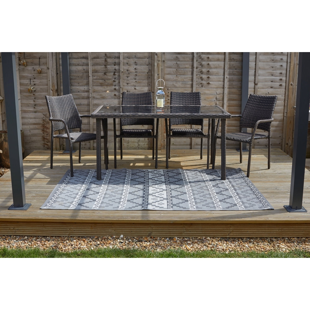 Smart Garden Aztec Outdoor Rug - Slate - 150cm x 210cm