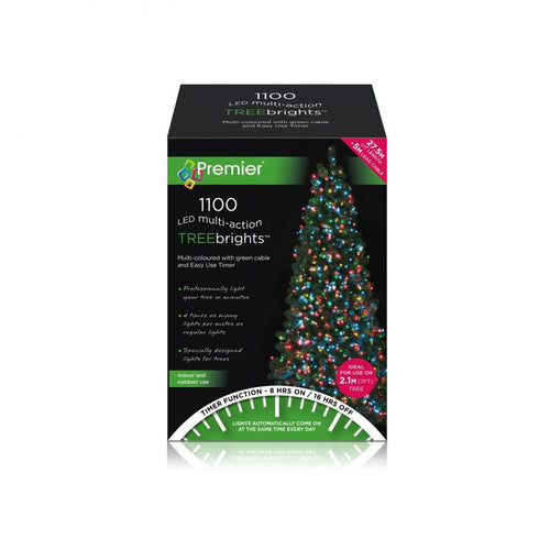 Premier Decorations - 1100 LED Multi-Action Treebrights  - Multi-Coloured