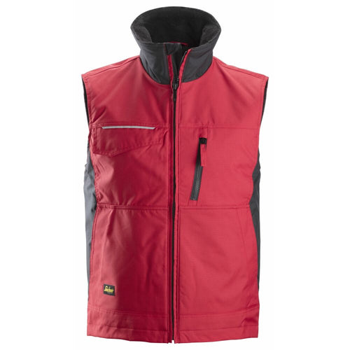 Snickers - Craftsmen's Winter Vest, Rip-stop - Chili red\\Black