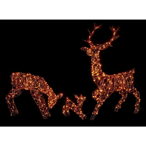 Premier - LED Set of 3 Pin Wire Rattan Reindeer