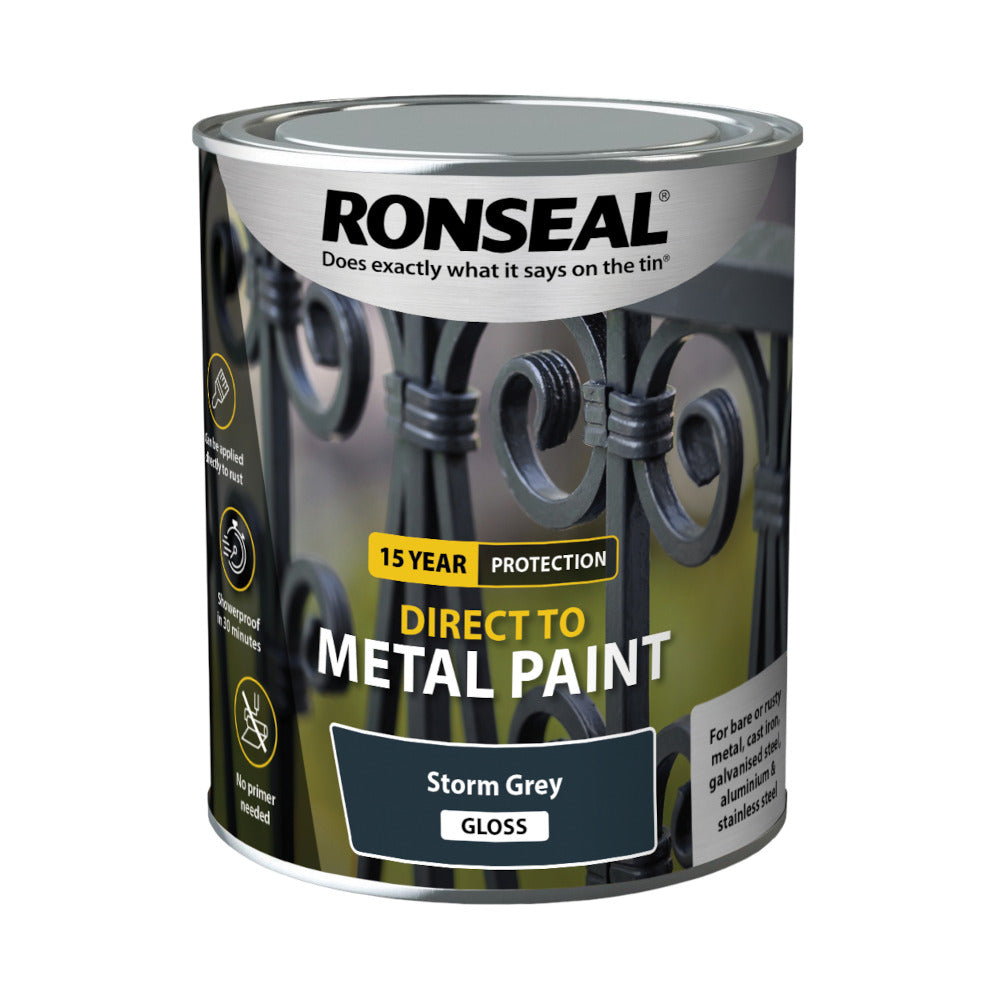 Ronseal Direct to Metal Paint Storm Grey Gloss 750ml