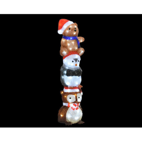 Kaemingk B.V - LED Acrylic Stacked Owl, Penguin and Bear - 63cm - Cool White