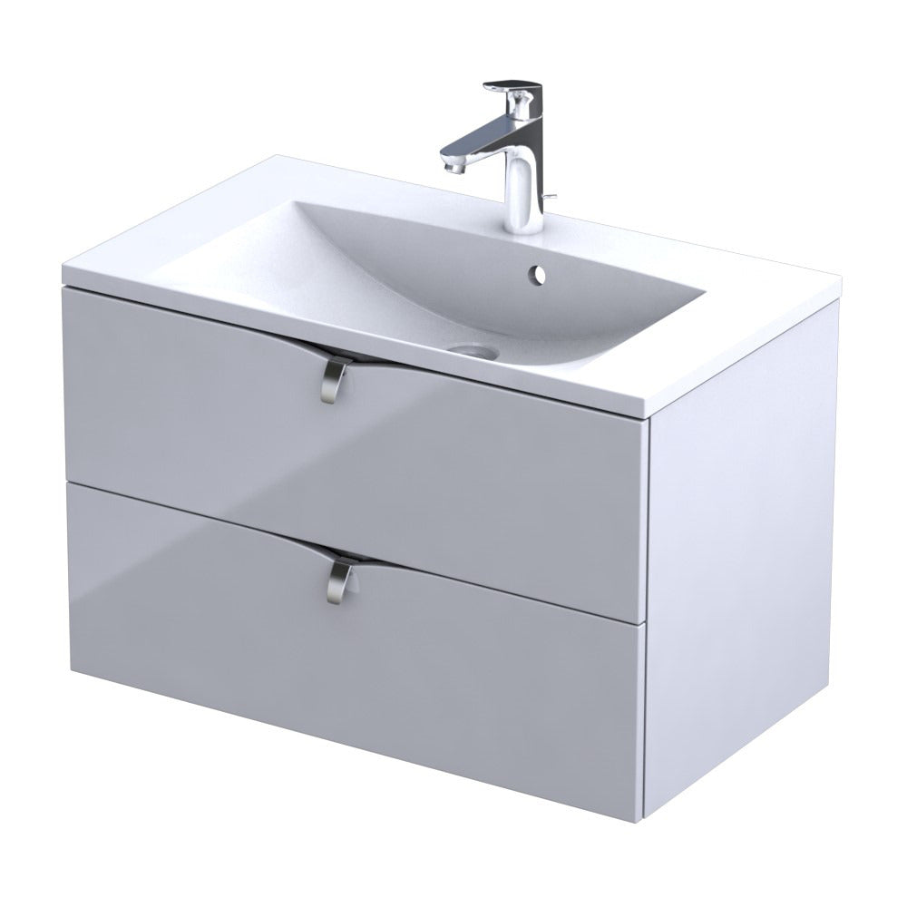 Serra 80cm 2 Drawer Vanity Unit - Gloss White