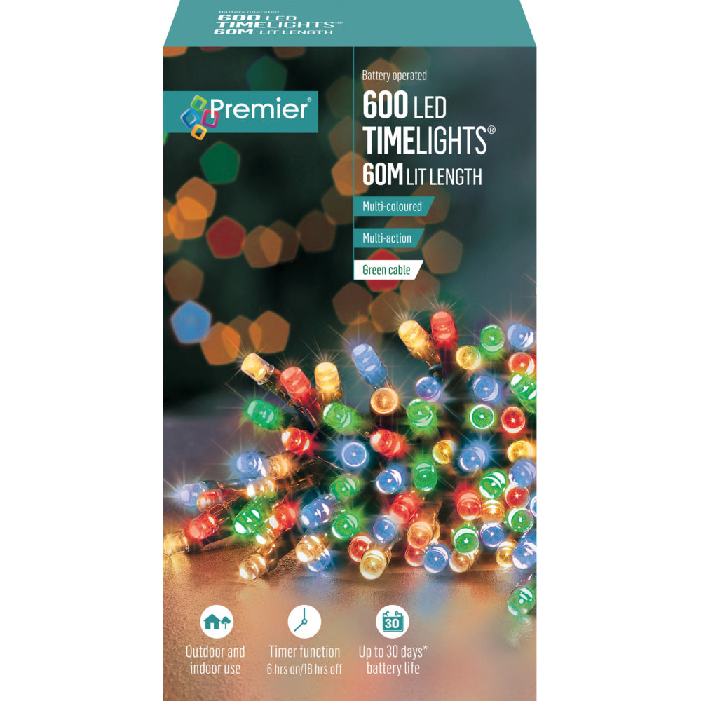 600 LED Battery Operated Timelights - Multi-Coloured