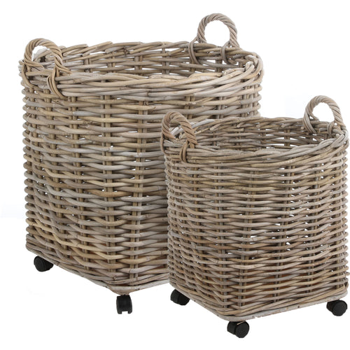 Marcia Set of 2 Round Baskets on Wheels