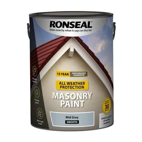 Ronseal All Weather Masonry Paint Mid Grey 5L