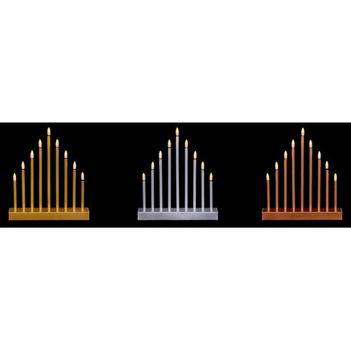 Accents by Premier - 9 Light Flickabright Candle Bridge Tower - 3 Asst - Silver, Gold, Rose Gold