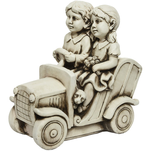 Children in Car Garden Ornament - 46cm
