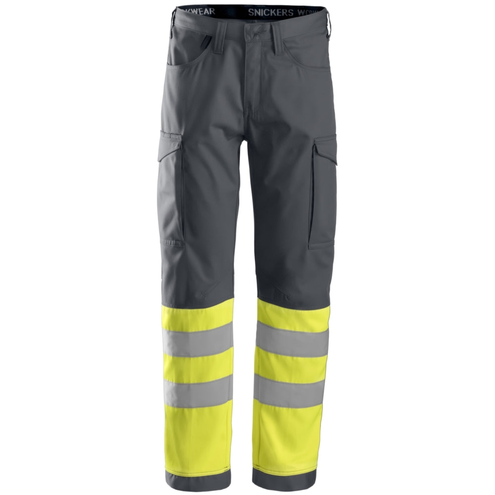Snickers - Service, Transport Trousers Class 1 - Steel Grey\\High Vis Yellow