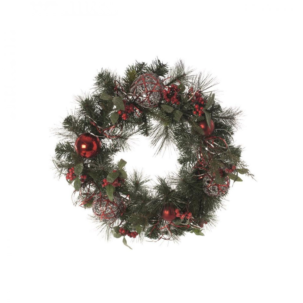Festive - Red Ball Wreath - 60cm