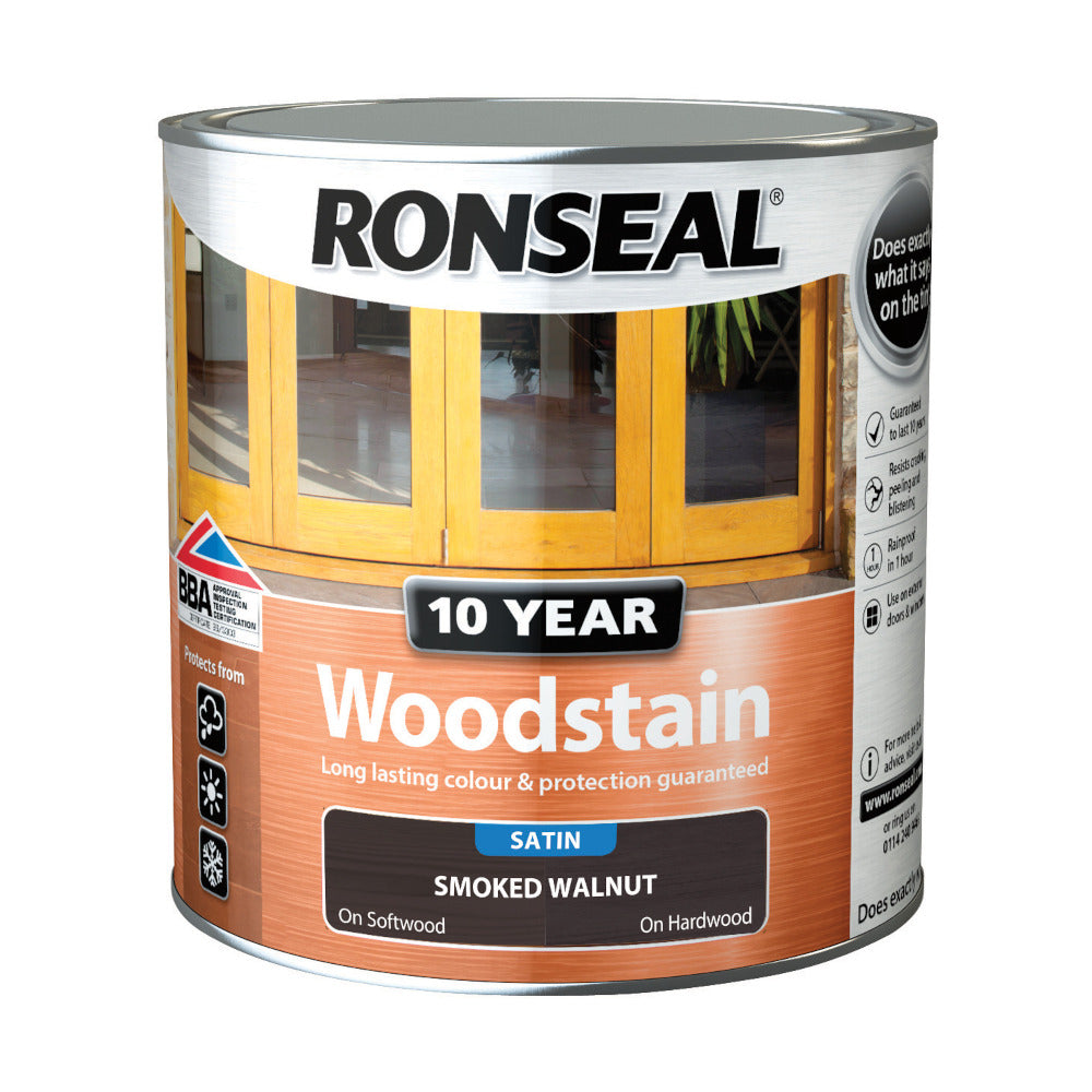Ronseal 10 Year Woodstain Smoked Walnut Satin 2.5L