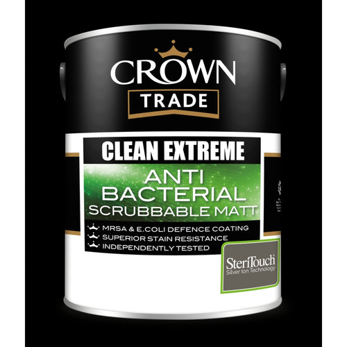 Crown Trade Clean Extreme Anti Bacterial Scrubbable Matt Base Platinum Light 5L