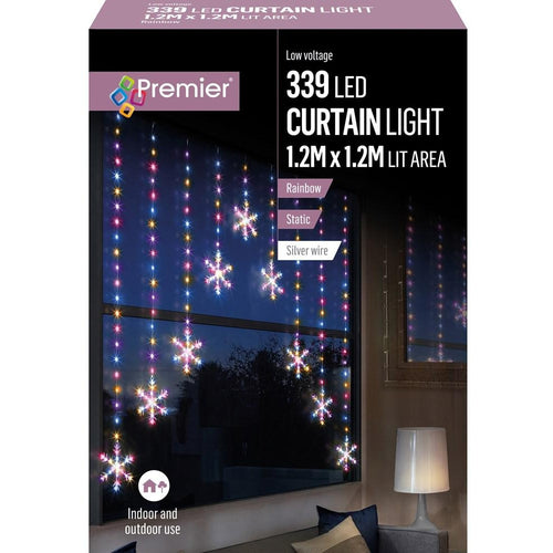 Premier - 339 LED Snowflake Curtain Light Rainbow - 1.2m x 1.2m