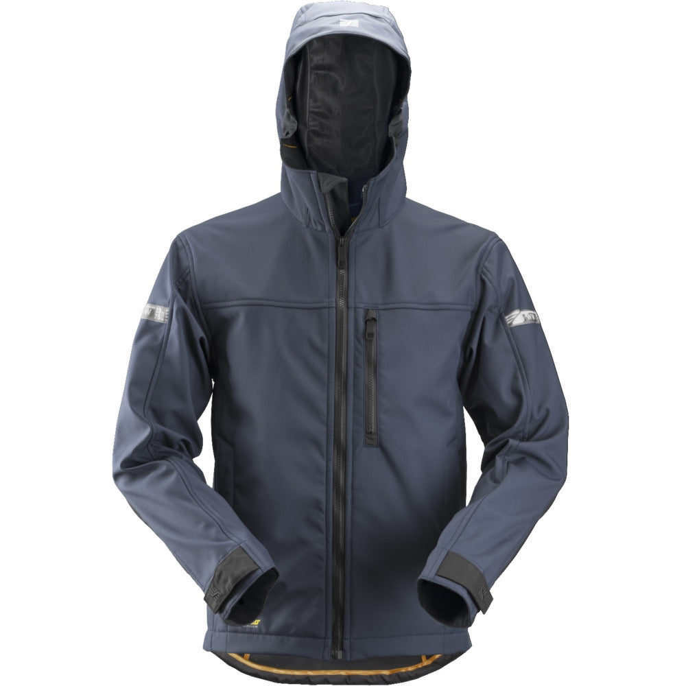 Snickers - AllroundWork, Soft Shell Jacket with Hood - Navy\\Black