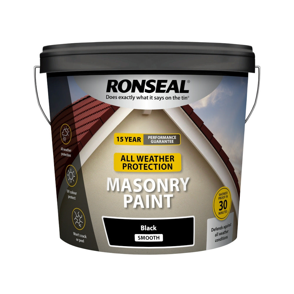 Ronseal All Weather Masonry Paint Black 10L