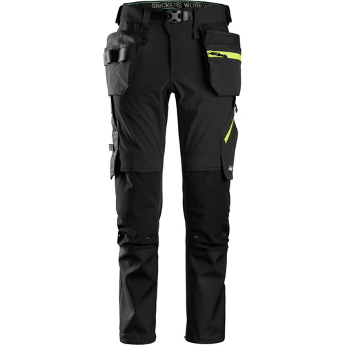Snickers - FlexiWork, Softshell Stretch Trousers+ Holster Pockets - Black