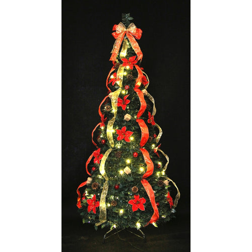 Pre-Lit Traditional Holly Dressed Pop-Up Tree - 6ft