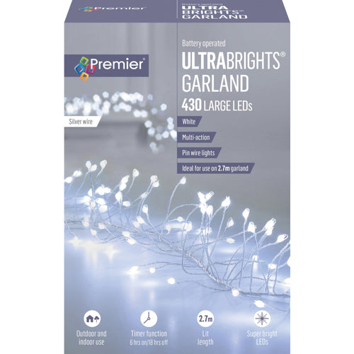430 B/O LED Multi-Action Ultrabrights Garland - White