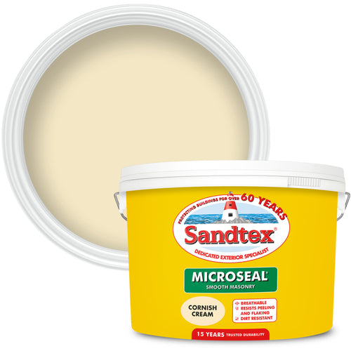 Sandtex Microseal Smooth Masonry Cornish Cream 10L