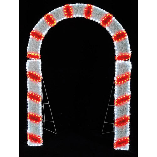 Premier - LED Candy Cane Arch Rope - 200cm x 150cm - White, Red