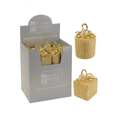Home & Styling - Gold Beaded Christmas Bauble 2 Asstd - 145mm