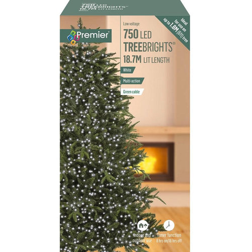 Premier - 750 LED Multi-Action Treebrights with Timer - White - Clear Wire