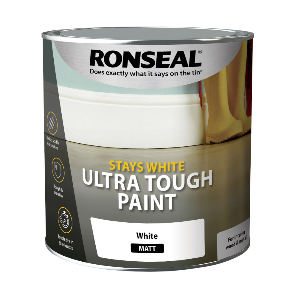 Ronseal Stays White Ultra Tough Paint White Matt 2.5L