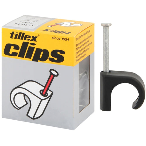 Tillex - Cable Clip Round Black 7-10 1.8x25mm (Box100)