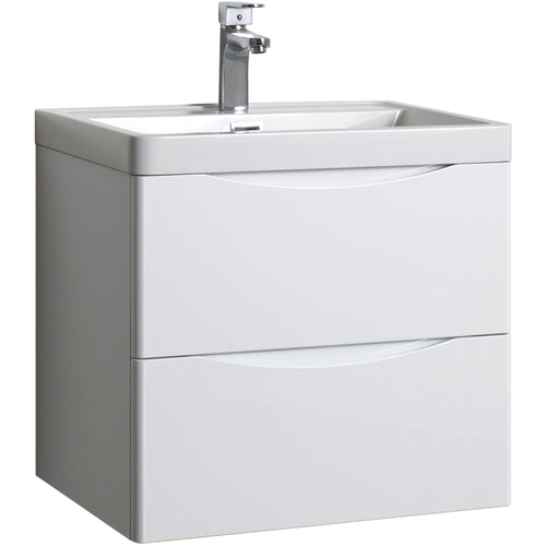 Naples Smile White Two Drawer Unit & Basin - Wall Hung - 600mm